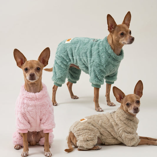 Kuscheliger Hunde-Overall «FluffyPaws» mit D-Ring