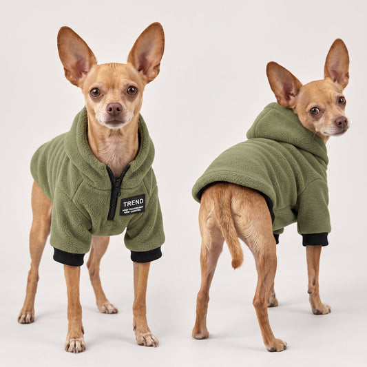 Fleece-Hunde-Hoodie – Khaki