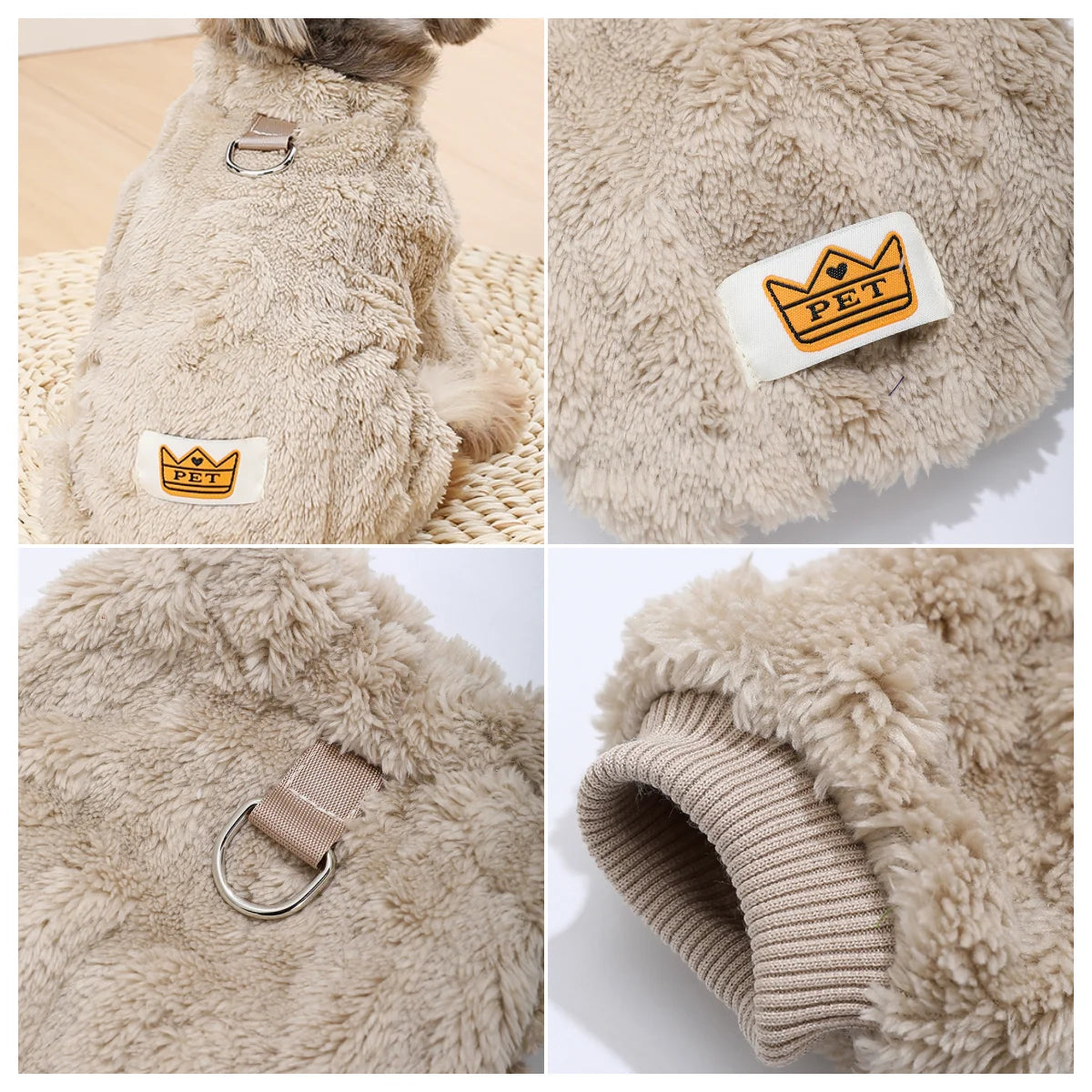 Kuscheliger Hunde-Overall «FluffyPaws» mit D-Ring
