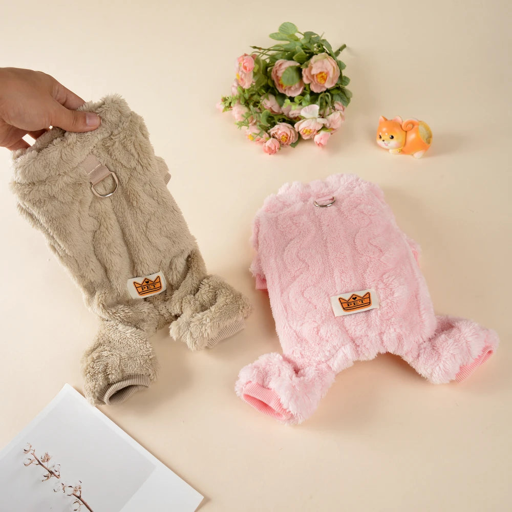 Kuscheliger Hunde-Overall «FluffyPaws» mit D-Ring