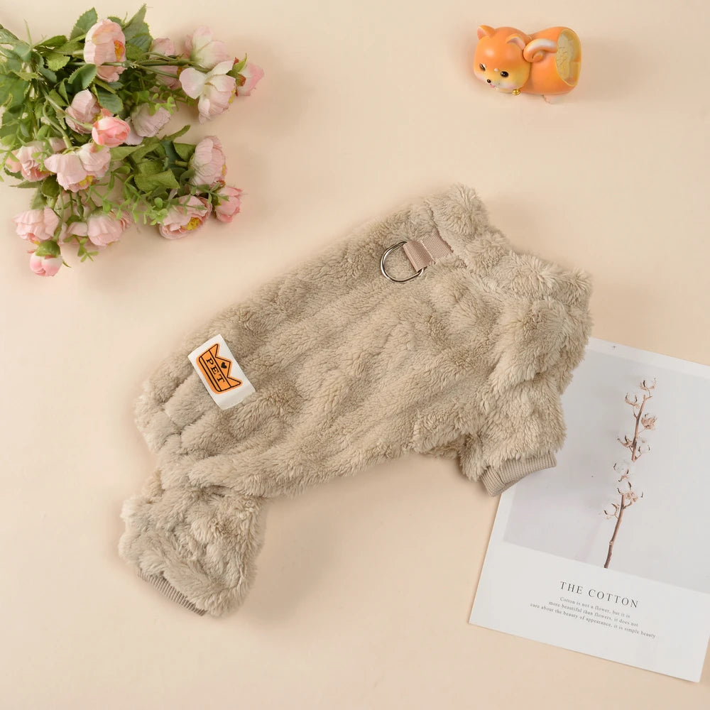 Kuscheliger Hunde-Overall «FluffyPaws» mit D-Ring